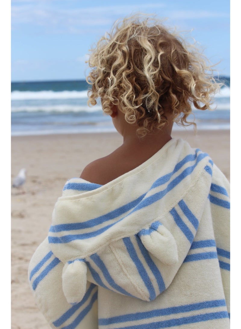 Sunnylife Kids Hooded Towel for Toddlers – Sammy the Seagull Blue Stripe, Soft & Absorbent Bath, Beach & Swimming Towel for Boys & Girls - Image 4